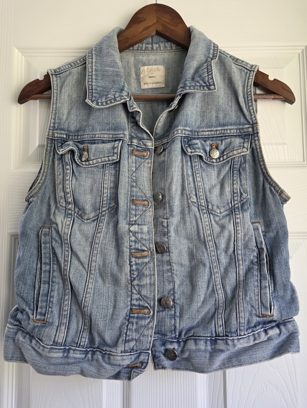 J.Crew Distressed Denim Trucker Vest Light Wash S